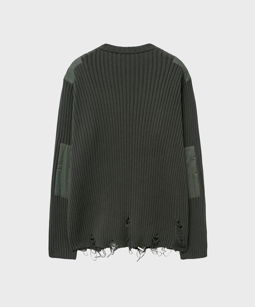 NOIRER Cotton Damaged Combat Knit (Khaki)