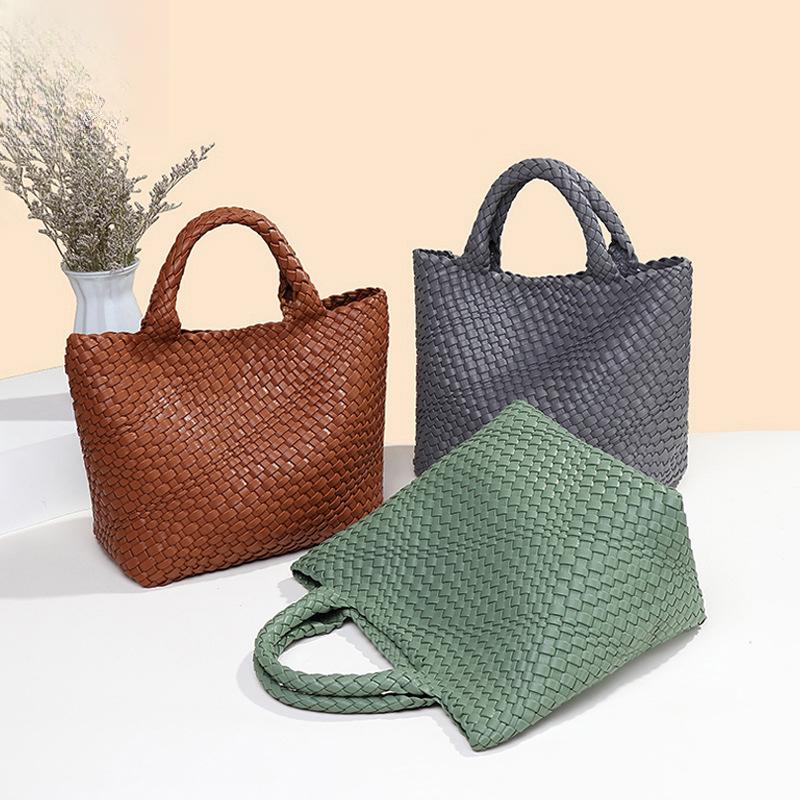 Fashionable and Trendy Retro Vegetable Basket Underarm Handbag, Hand-woven Bag, Simple Summer Mother and Child Tote Bag