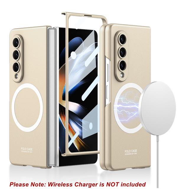 Magnetic Wireless Chargers For Samsung Galaxy Z Fold 4 Case Glass Film Screen Protector Matte Hard Cover