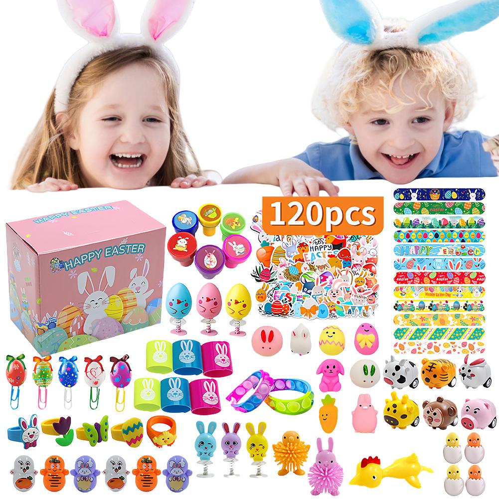 120Pcs Prefilled Easter Eggs Easter Egg Fillers with Assorted Toys Filled Easter Egg Gift Funny for 3 4 5 6 7 8 Year
