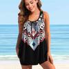 Women's Shoulder Strap Swimsuit Wizard Pattern Print Bikini Tankini Swimsuit