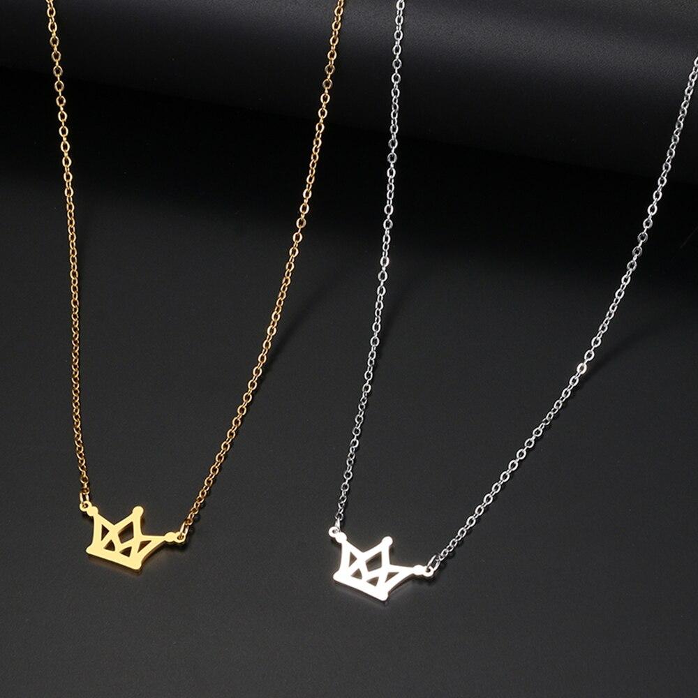 Stainless Steel Necklaces Classic Small Crown Pendant Chain Choker Charm Fashion Necklace For Women Jewelry Party Wedding Gifts