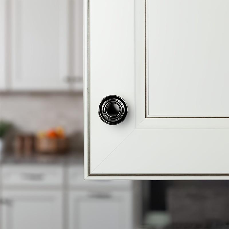 5pcs Matte Black Zinc Alloy Round Pulls, Kitchen Cabinet Knobs with Screws, Ideal for Drawers, Dressers & Closet Doors
