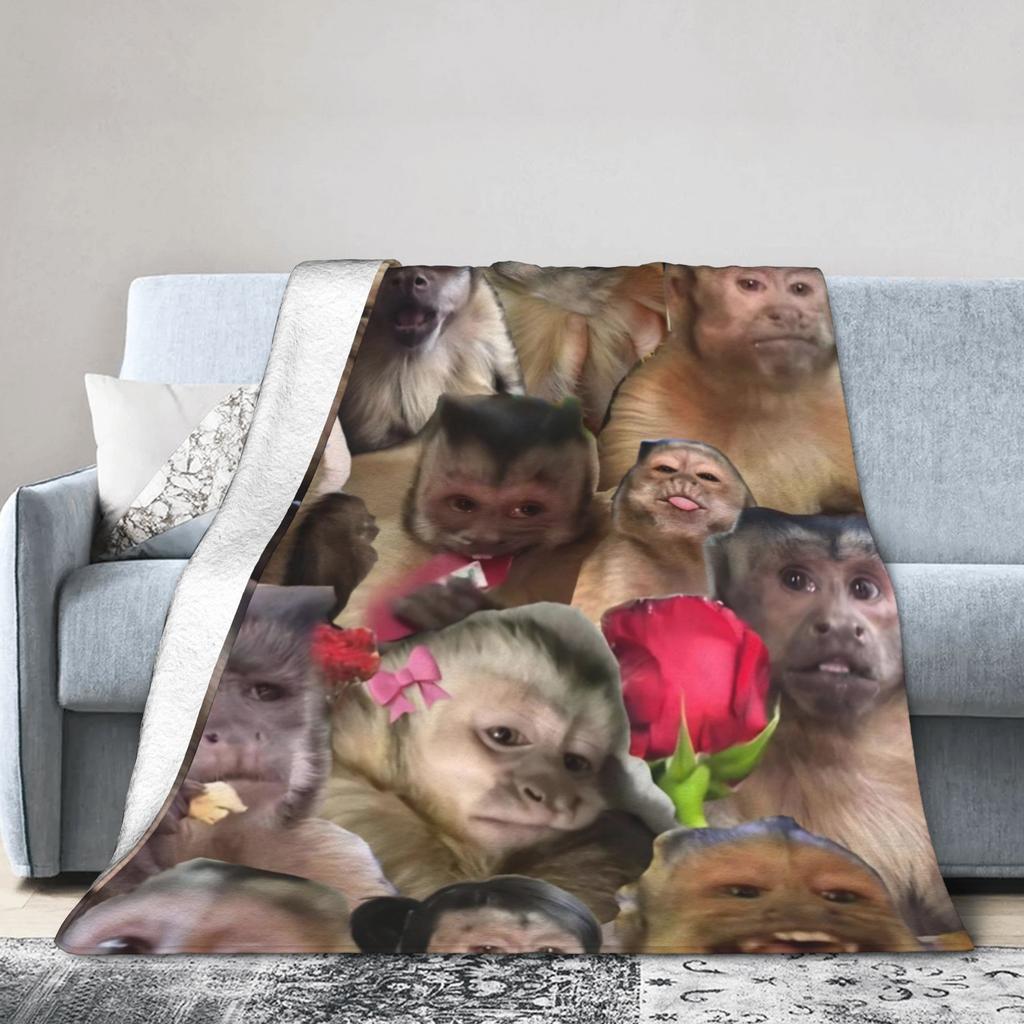 Funny Monkey Cartoon Fashion Blanket Multi-size Soft and Lightweight Throw Fashion Blankets for Couch Sofa and Bed