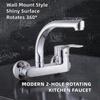 Modern Single Handle Wall-Mounted Kitchen 360 Degree Rotation Zinc Alloy Polished Mixer Tap Ceramic Valve Core Single Hole