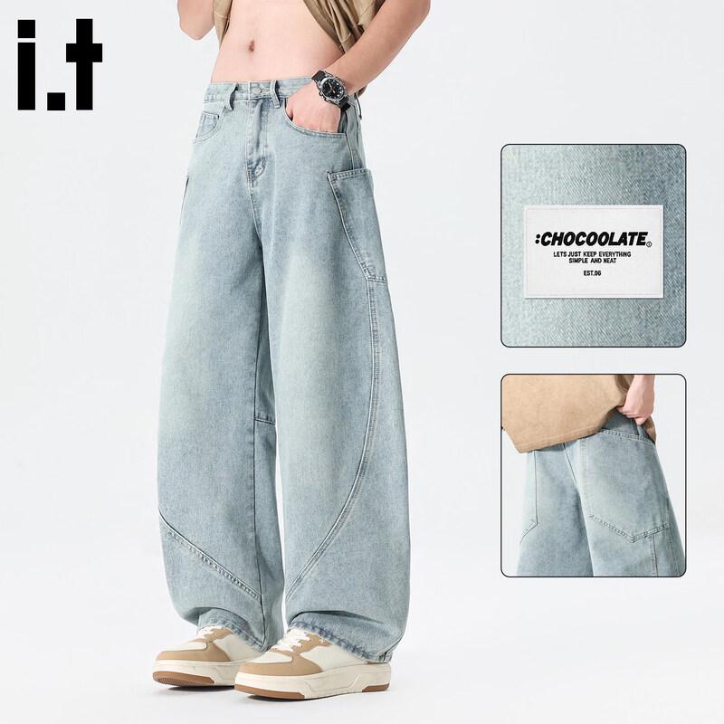 Джинсы мужские CHOCOOLATEit свободного кроя, стираные, с изогнутым кроем M