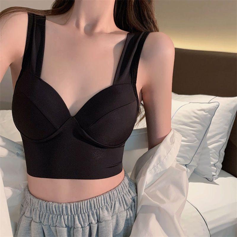Summer Ice Silk Back Underwear Women's One Piece Non Steel Hoop Concealed Bra Anti Light Out Inner Wear Outer Wear Strapless Wrap
