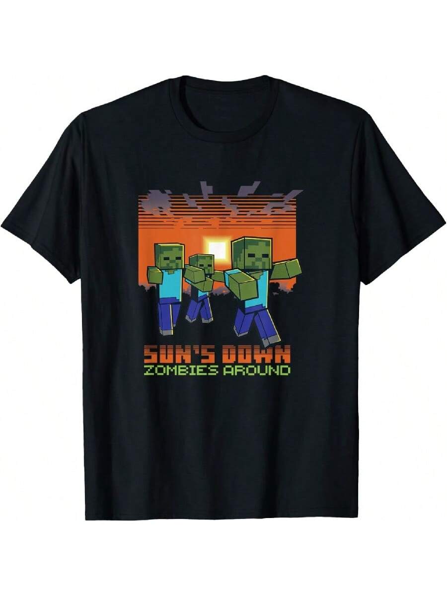 Minecrafts Sun s Down Zombies Around T-Shirt.Jpg S разноцветный