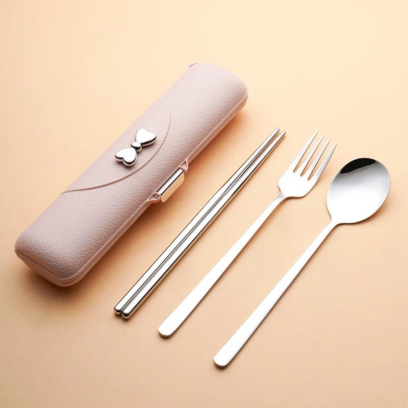Portable Tableware Set 304 Stainless Steel Cutlery Set Camping Chopsticks Fork Spoon Outdoor Cutlery Picnic Dinner Set