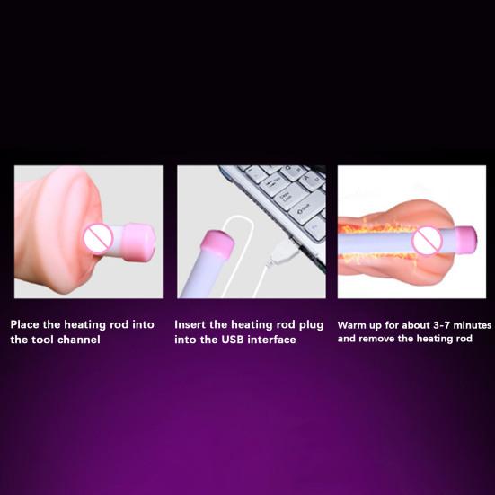 Yousheng 2Pcs USB Heating Rods Safe Warm Stimulation Convenient Unique Warmer Sticks for Men's Masturbation Cup