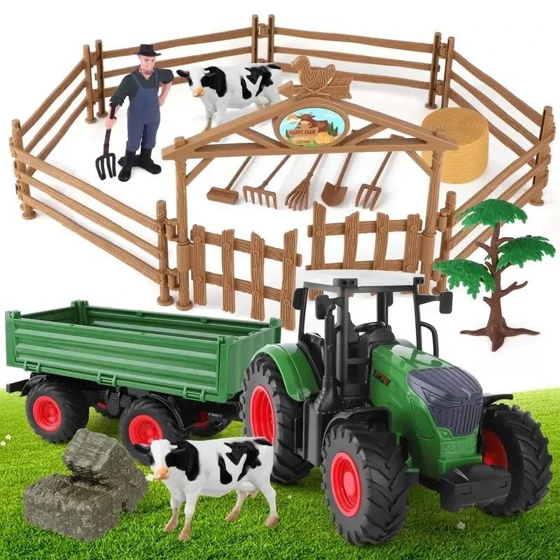 

16.5 Big Tractor Toy,Farm Toy,Farm Animals Set,Include Truck Toy and Traile,Fence,Farmer,Animals,Tool,Farm Set for Gift