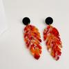 Retro Acrylic Leaf Earrings: Exaggerated Long Tassel Studs with European & American Design