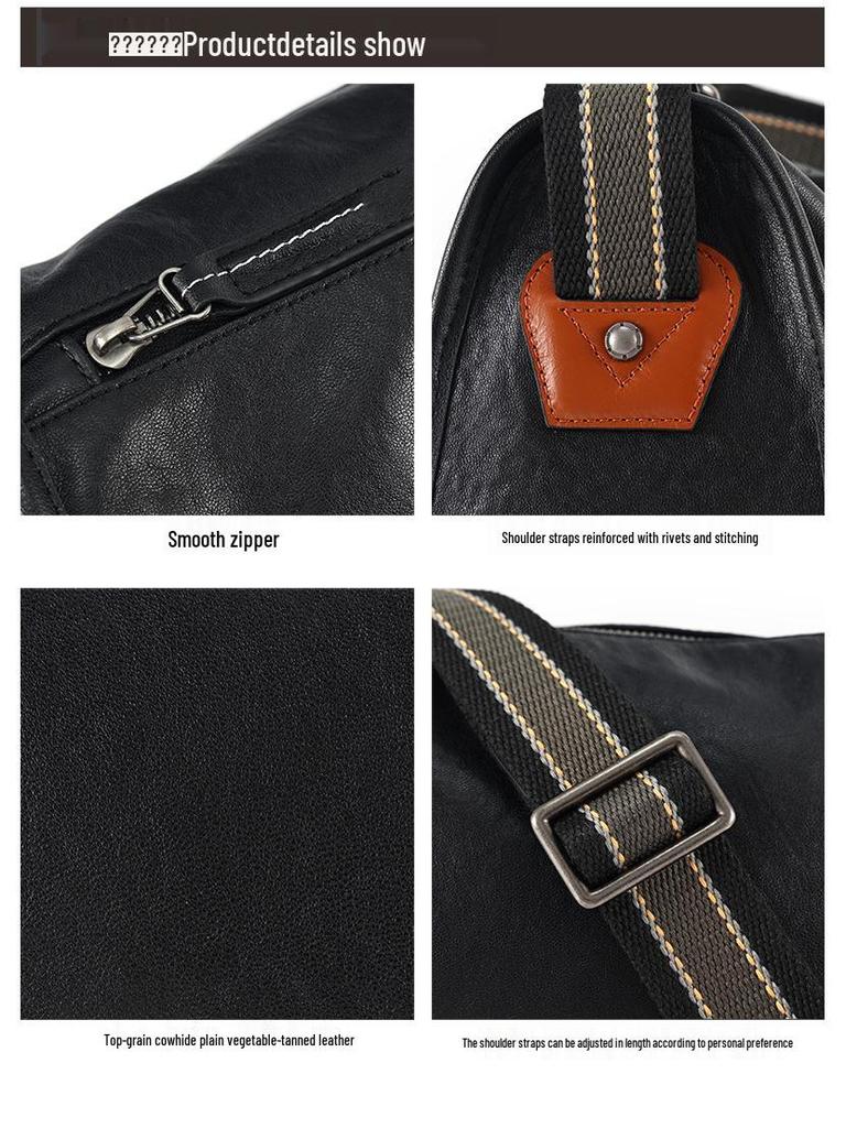 Bolsa Transversal Mensageiro Masculina de Couro Genuíno Crazy Horse