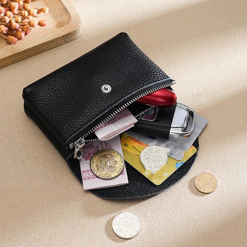 

Сплошной цвет, простой кожаный двухслойный кошелек для монет, большой емкости, многофункциональный держатель для карт, портативный кошелек, сумка для монет, органайзер