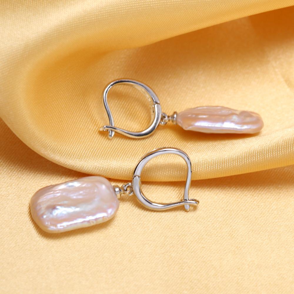 SENIKO Natural Freshwater Big Baroque Pearl Earrings Fashion Pearl Drop Earrings For Women Party Jewelry
