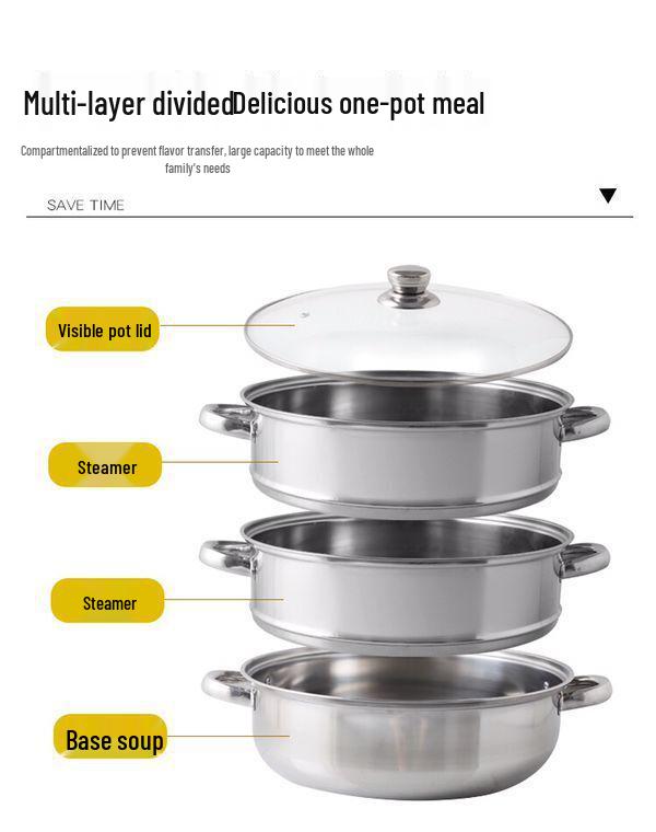 Thickened Stainless Steel Multi-Layer Steamer for Home Use