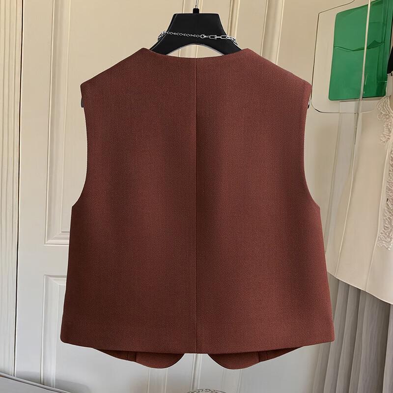 TACHI Women's Round Neck Single-Breasted Short Vest