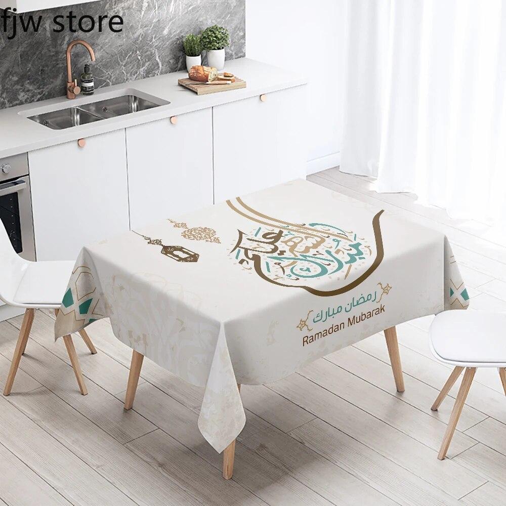 Ramadan Kareem Decorative Tablecloth Islamic Muslim Mosque Ramadan Mubarak Decorative Tablecloth Home Decoration Anti-fouling