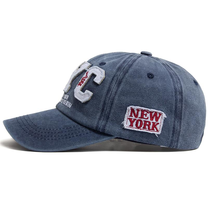 Vintage Big Letter NYC Baseball Cap Men Cotton Washed Spring Autumn Visor Soft Snapback Hat For Women