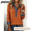 JPNTKY Women's Fashion Casual POLO Neck Long Sleeve Blouses & Shirts