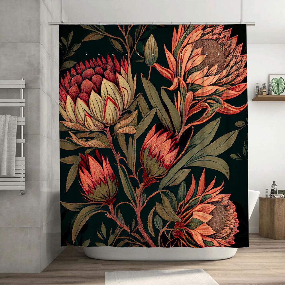 Luxury Green Floral Shower Curtain with Pink BlossomsPerfect Addition for Bathroom Decor Wall Hanging Size 72x84 (183X213cm) Whi