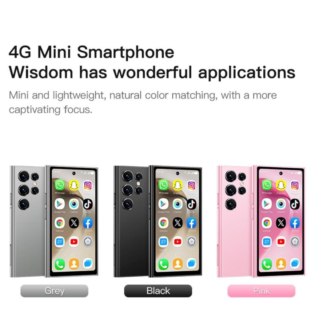 S26 PRO Mini 4G Smartphone 4.0inches 2GB RAM 16GB ROM Dual Camera 2MP+5MP LTE Dual SIM Bluetooth Type-C Torch Face Unlock Android Mobile Phone