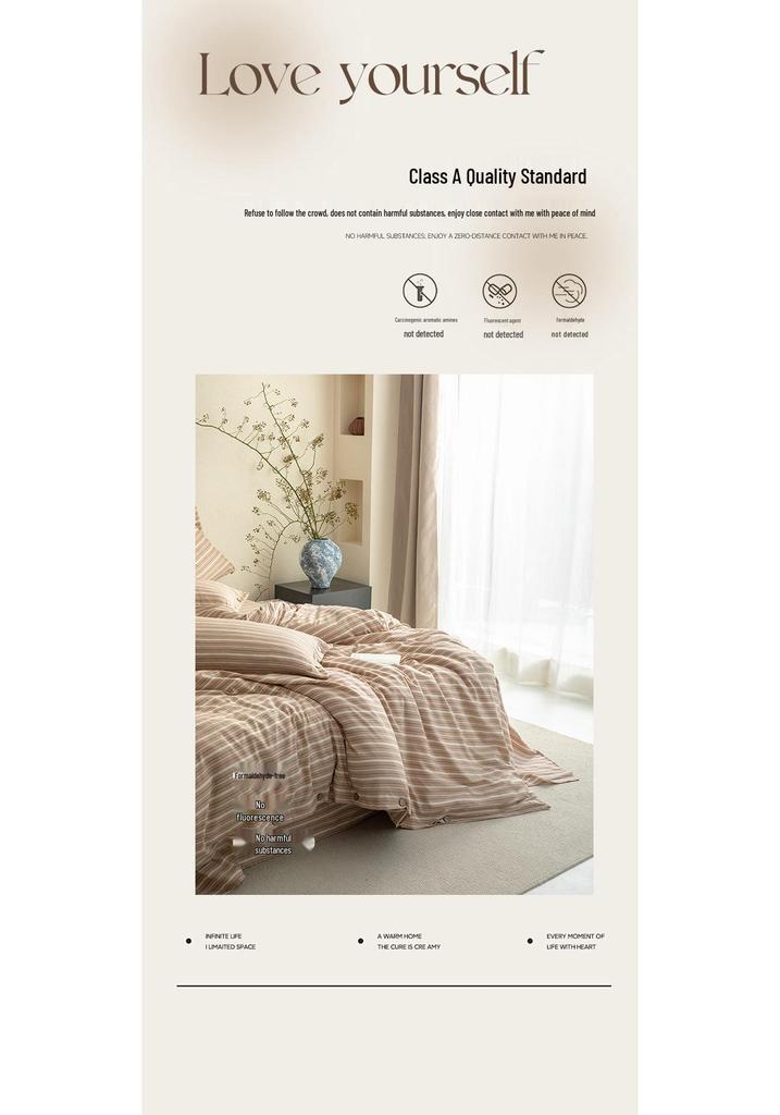 Double-Layer Plaid Bedding Set: All-Season Button-Down Stripe Duvet Cover, Student Dorm Bed Sheet, 3-Piece Set