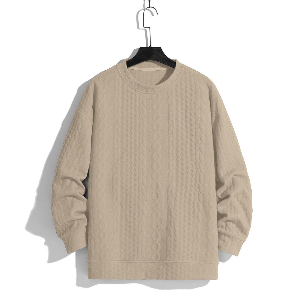 Men's Chunky Cable Knit Jacquard Sweater - Trendy Autumn/Winter Knitwear, Relaxed Fit.