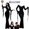Wednesday Morticia Addams Dress Onepiece Cosplay Costumes For Adults Halloween Party