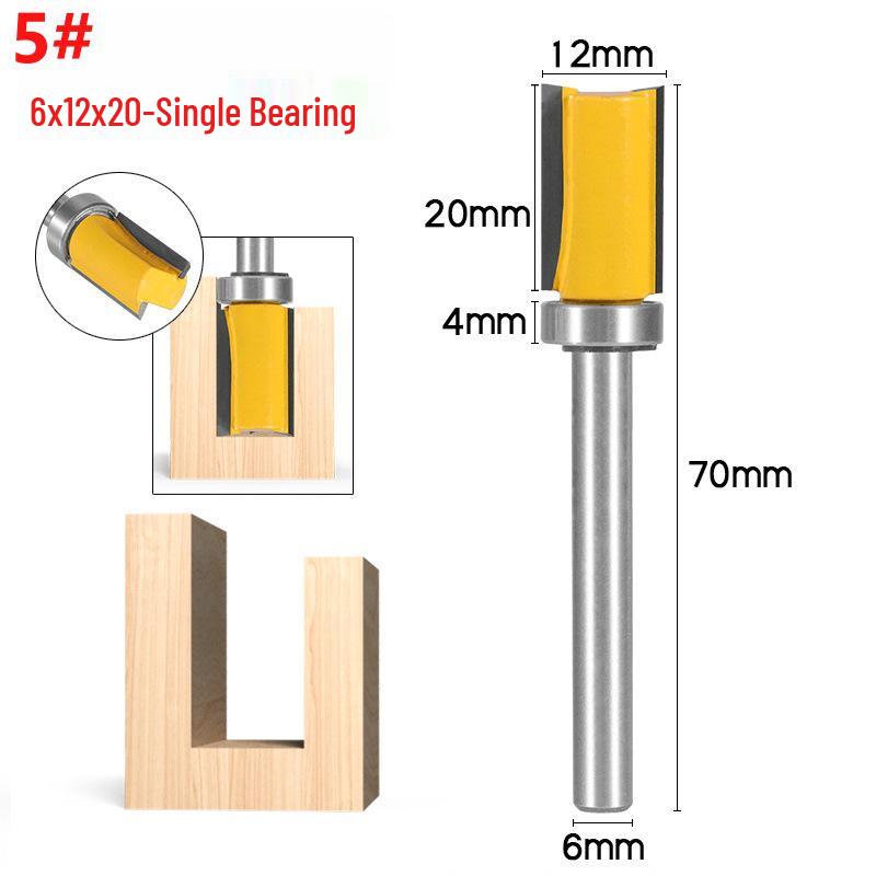 6-Pattern Guide Trim Router Bit with Bearing for Woodworking