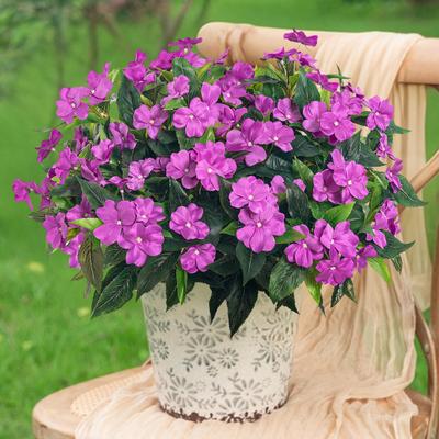 Yapay Impatiens Demeti UV Dayanıklı Sahte Çiçekler Düşük Bakım Gerektiren Sahte Impatiens Buketi İç Mekan Vazo Saksılar Balkon Süslemeleri için