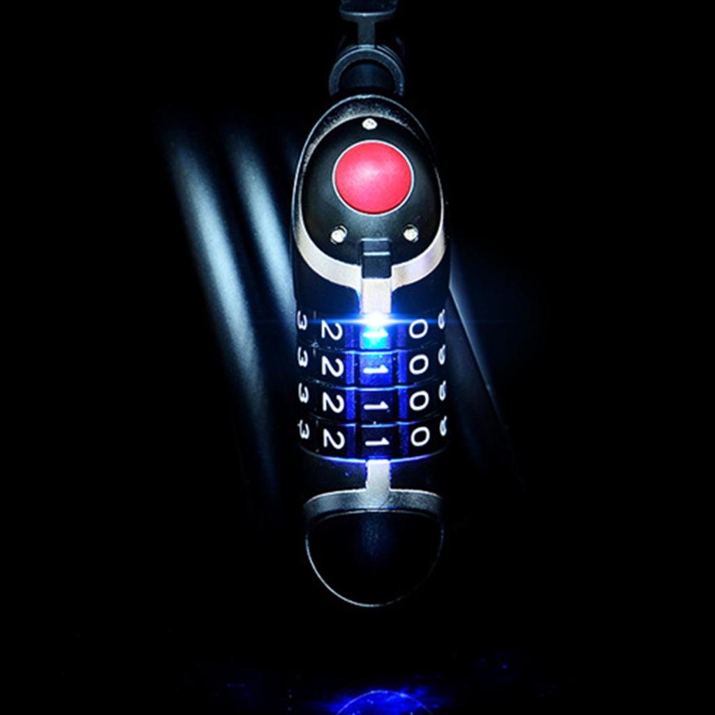 1.5m Bicycle Lock Cutting Resistant PVC Coating Flexible Cable 4 Digit Security Combination Lock for Outdoor Activities