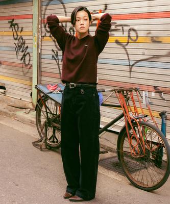 DTHIRTYONE Velvet Straight Denim Pants (Navy)