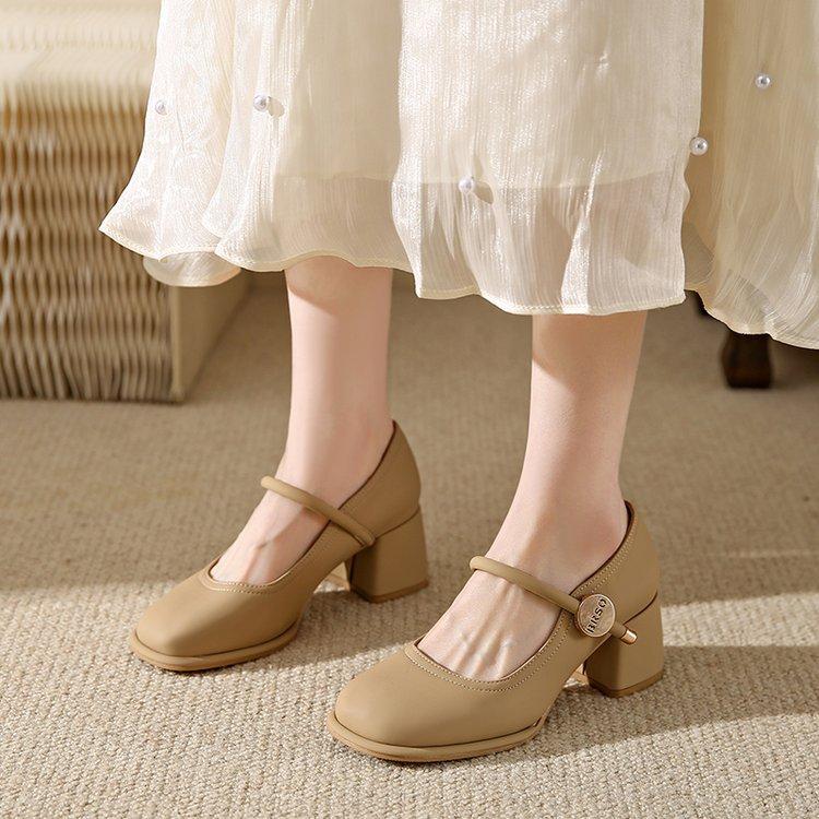 

[youshilai] Mary Jane women s shoes 2025 spring and autumn new French thick heel single shoes with skirt high heels 40