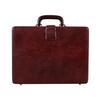 Executive Men's Leather Attache Briefcase Brown/Cherry Red For Men & Women