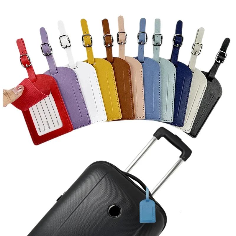 Travel Luggage Tag for Women Men Suitcase Identifier Label Baggage PU Leather Boarding Bag Tag ID Address Holder Accessorie