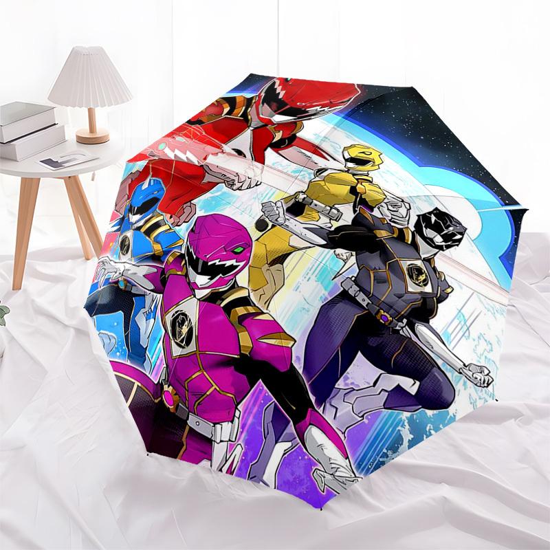 1pc Power Rangers Automatic Opening Folding Umbrella with 8-Bone Iron Frame, Portable for Outdoor Use, Travel, Daily Life, and Gift Giving.Y052