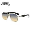 Classic Double Beam Metal Aviator Sunglasses - Retro European & American Frameless Design with UV Protection