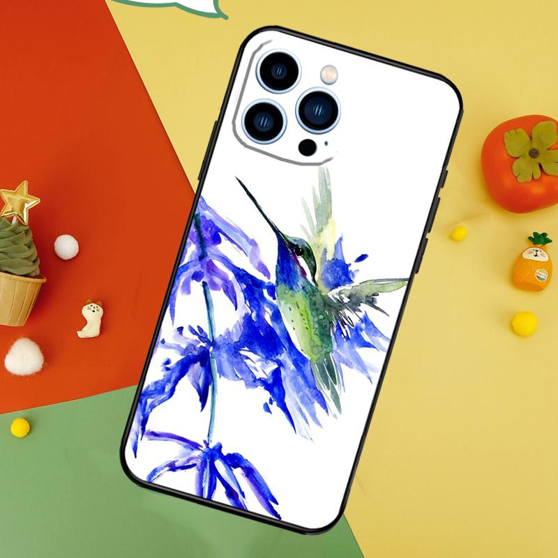 Hummingbird and Flowers Phone Case For iPhone 17 Pro Max 16 15 14 12 11 13 Pro Max Plus 12 13 Mini 16e 17 Air Cover
