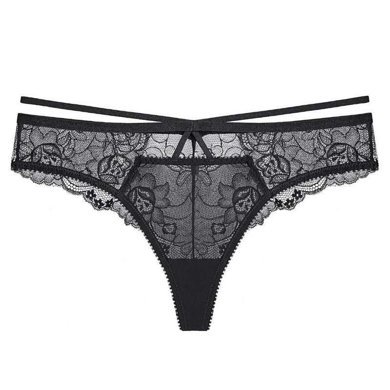 Women Sexy Low Waist Floral Lace Strappy Triangular Briefs Breathable Comfortable