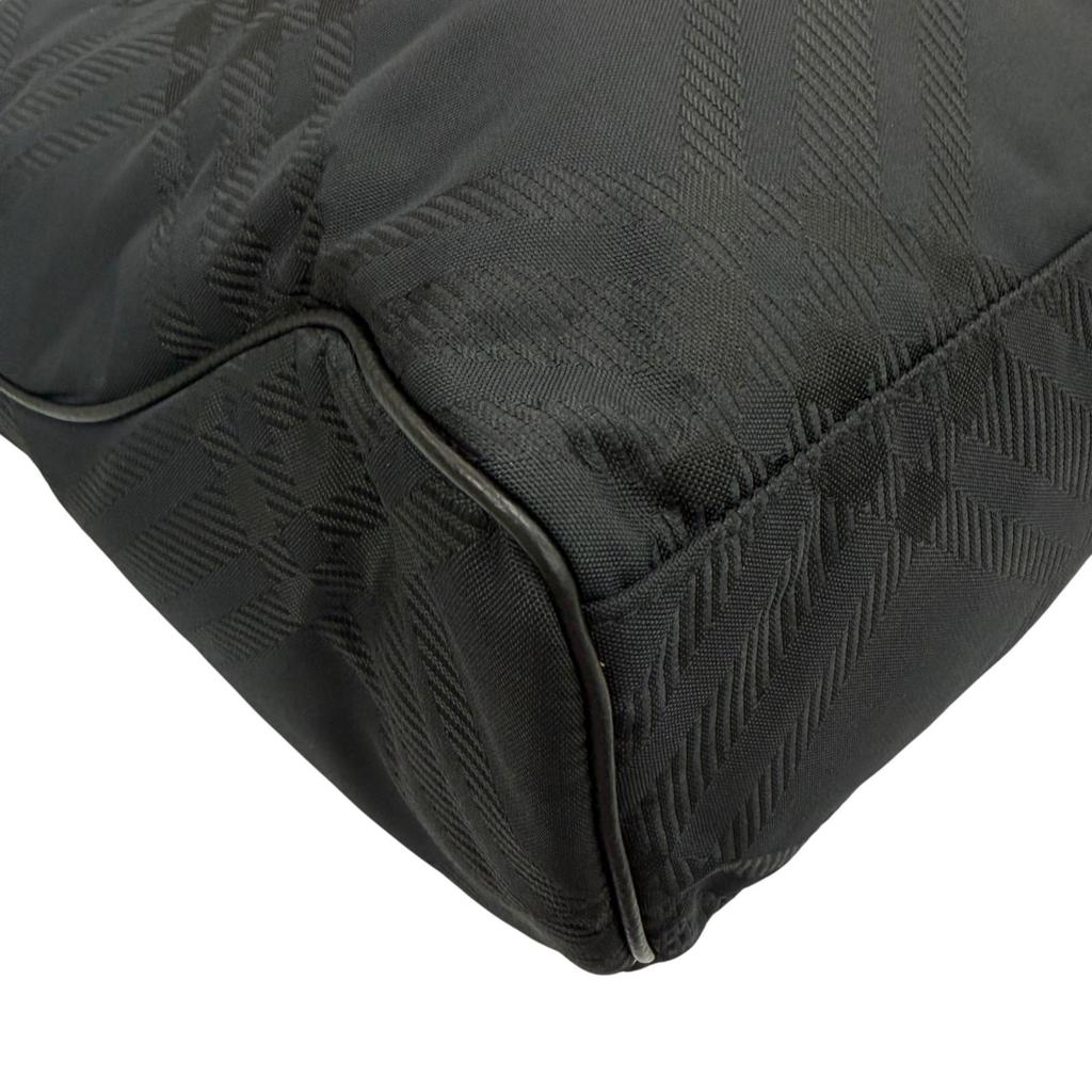 Excellent BURBERRY Tote Bag Check Jacquard Black Nylon Mens 8085378 Used
