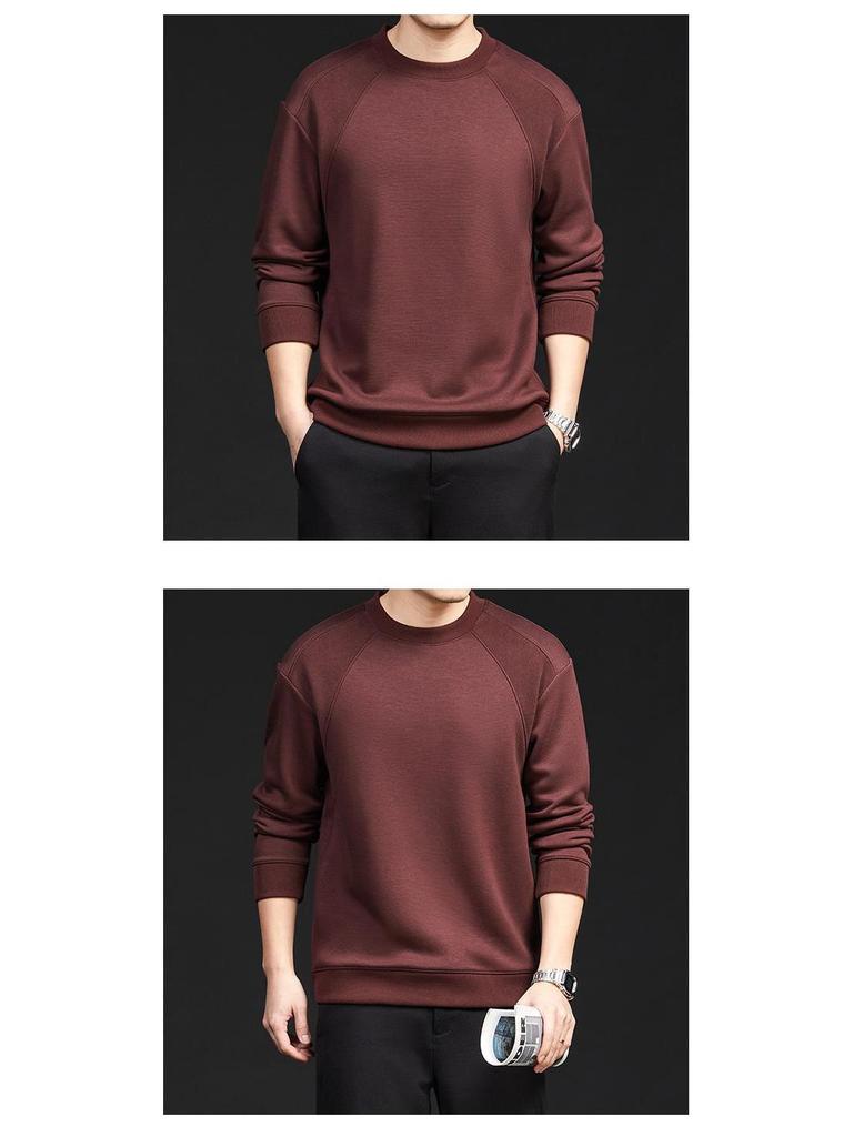 Men's Winter Patchwork Velvet-Lined Warm Round Neck Hoodie