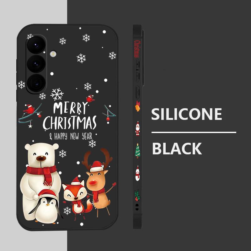 Christmas Bear Elk Phone Case For Samsung Galaxy S25 Ultra S24 Plus S22 S23 S21 FE A15 A16 A17 A35 A36 A54 A55 A56 Shockproof Soft TPU Lanyard Cover