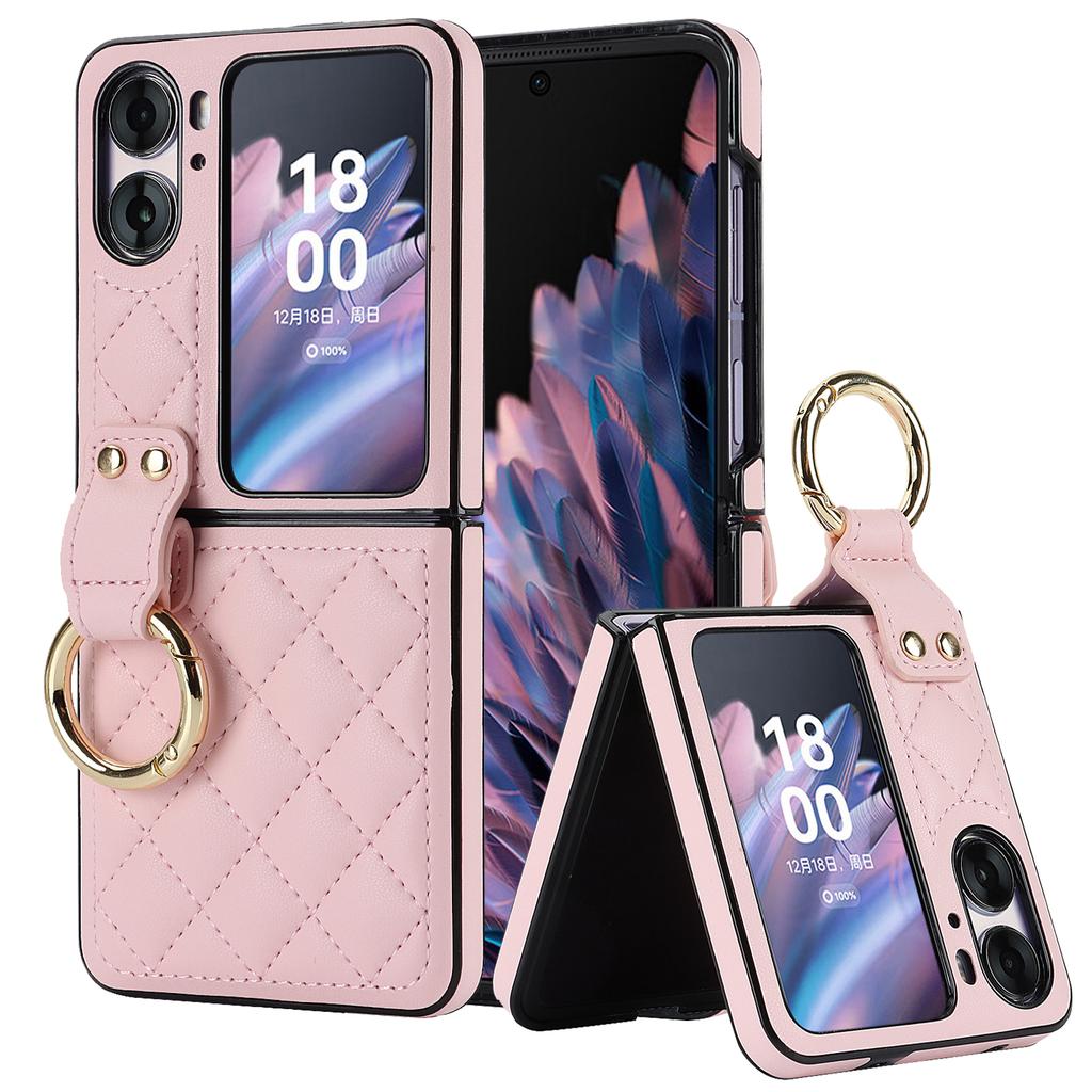 Emboss Diamond Ring Holder Leather Phone Case for OPPO Find N2 Flip 5G N2Flip CPH2437 N 2 Kickstand Ultra Thin Shockproof Cover