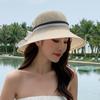 Summer ladies organza flower knitted head big edge beach hat outdoor shading sun protection travel fisherman hat tide