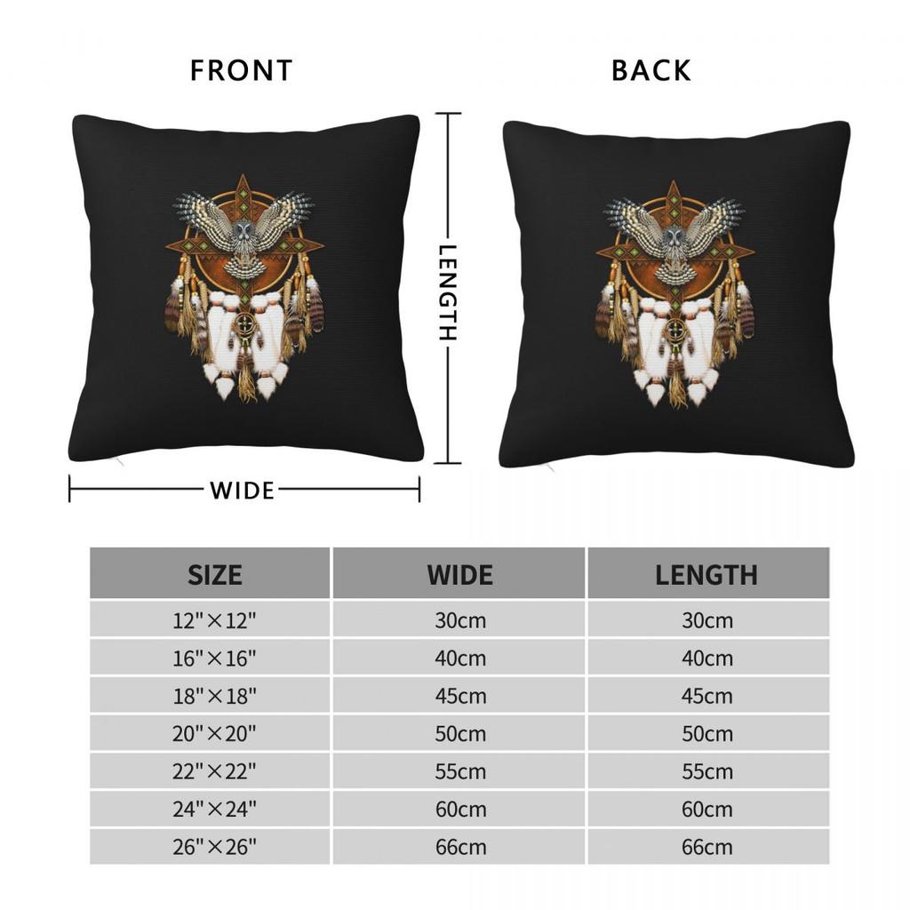 Native Mandala Owl American Square Pillowcase Cushion Cover Pillow Case Throw Pillow Cover for Home Sofa Living Room