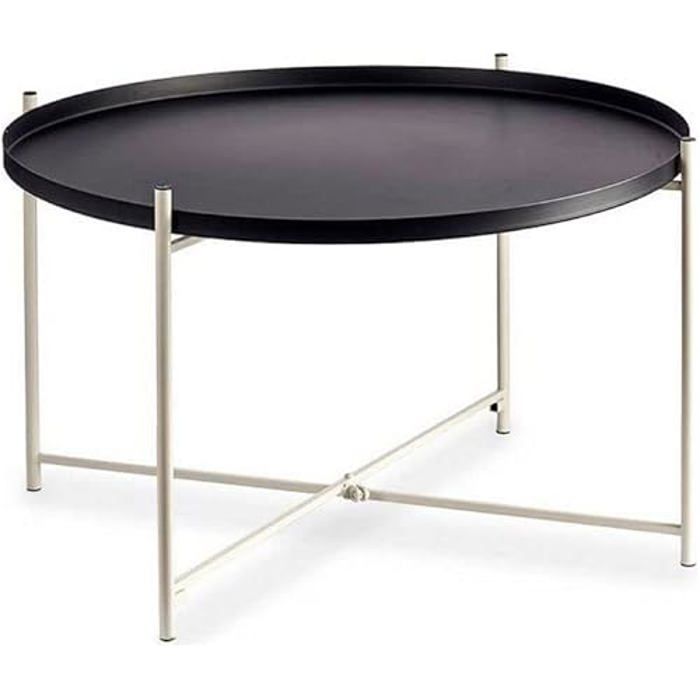 Table d'appoint - GIFT DECOR - Métal - Noir et Blanc - 76,5 x 46 x 76,5 cm - Contemporain