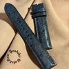 Used Ost-458 Ostrich Leather Watch Strap Navy (lug Width 20mm - Buckle Width 18mm)