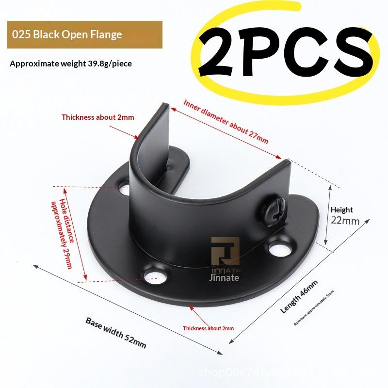 1/2Pcs Curtain Rod Tube Hook Fixed Support Bracket Seat Stainless Steel Flange Seat Wardrobe Hanger Rod Fixing Hardware Parts