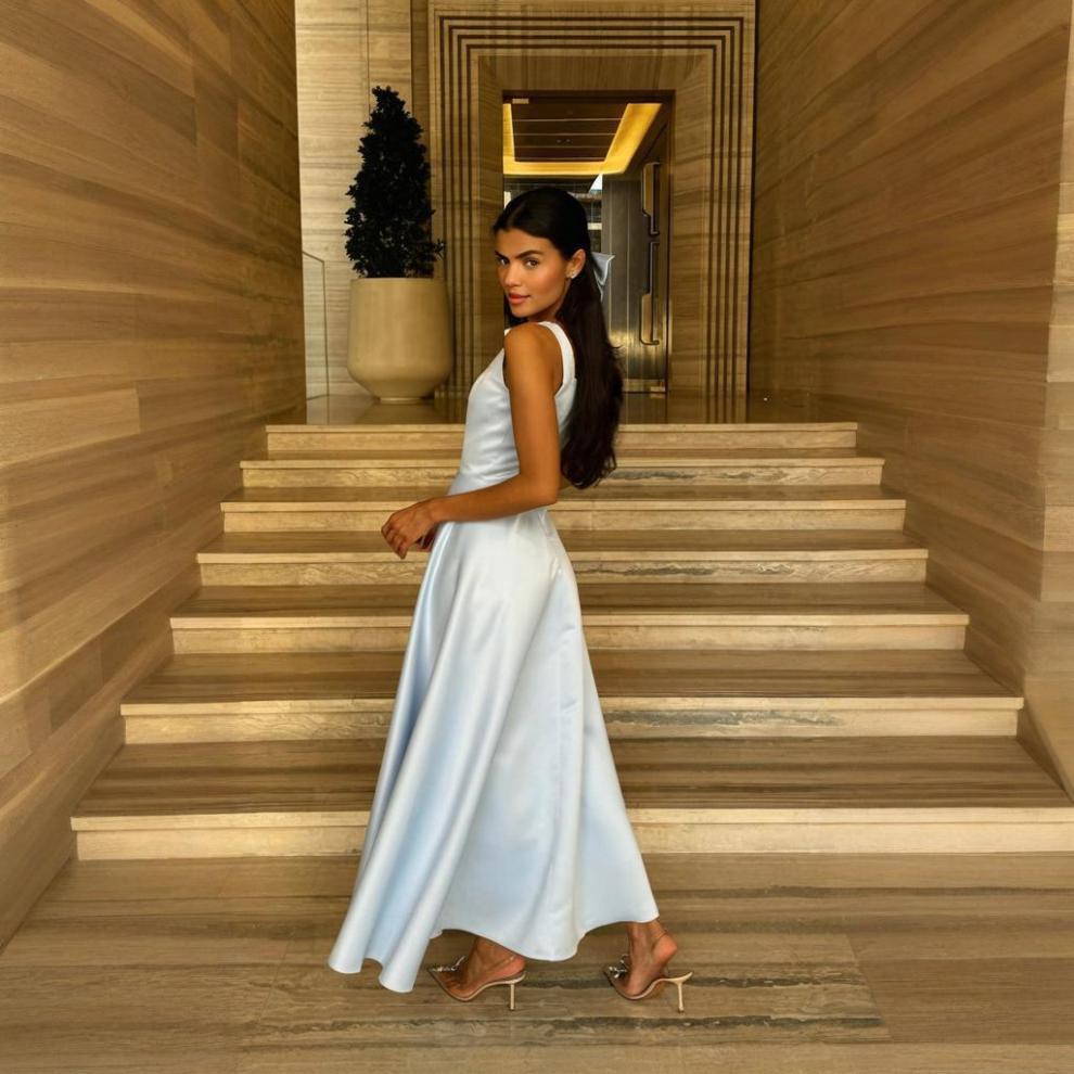 2025 Summer Solid Square Neck Sleeveless Long Dress for Women